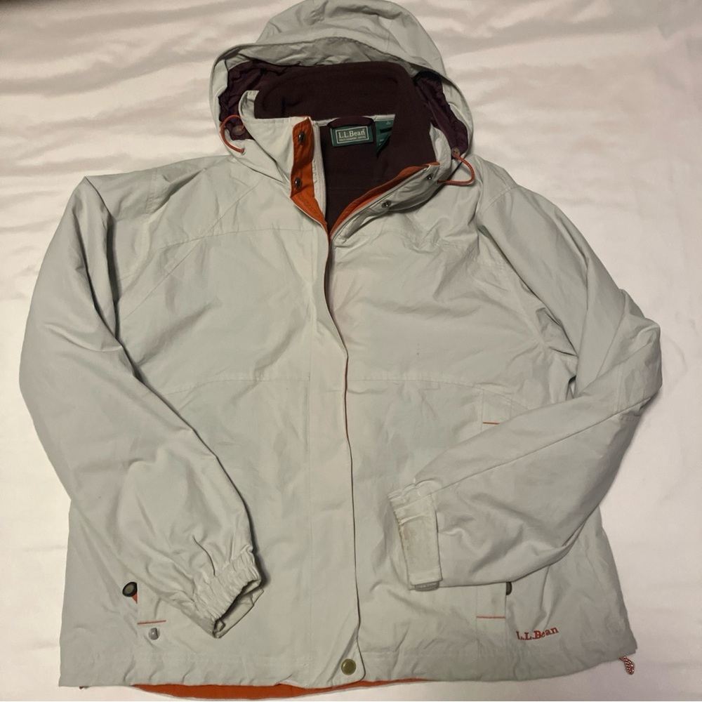 Vintage 2-in-1 LL Bean Mens Jacket Large Jacket Coat Gray Orange Zip Up